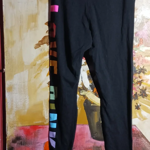 PINK Victoria's Secret Black Leggings with Rainbow Lettering - Picture 6 of 8